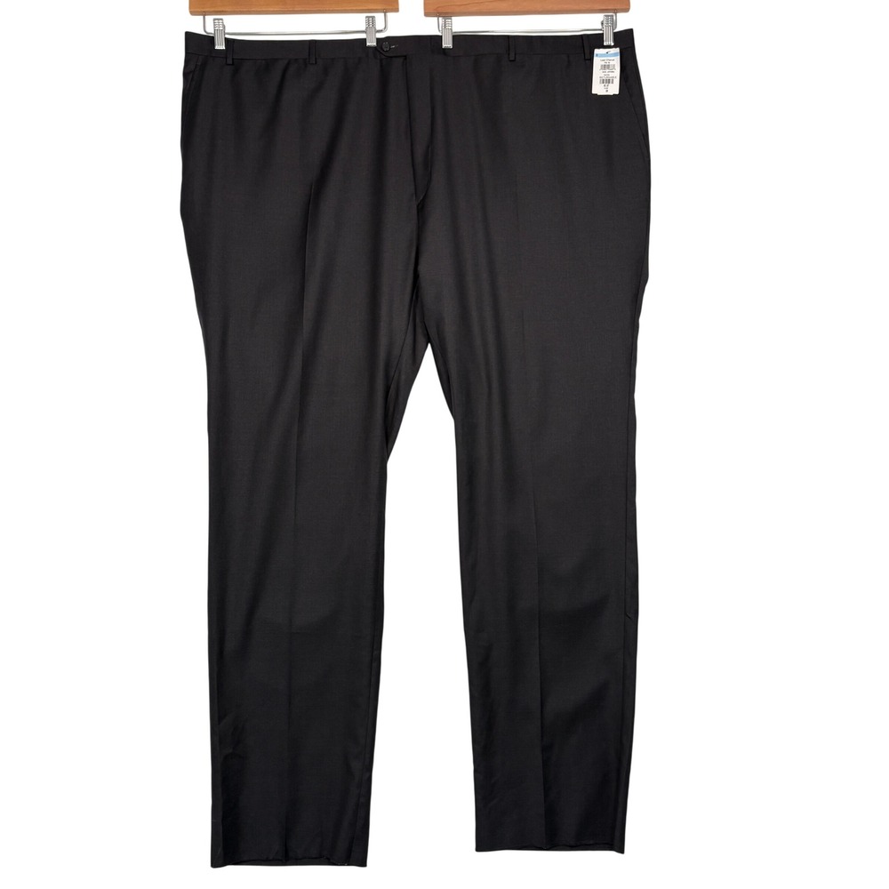 Santorelli Luxury Serge Mens Dress Pants sz 60 (44) Grey Romeo 100% Wool Italy